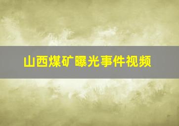 山西煤矿曝光事件视频