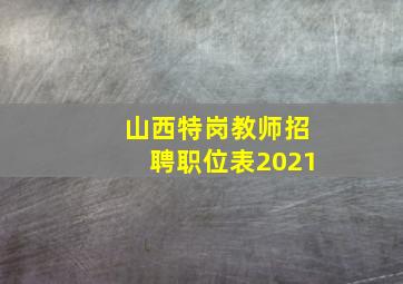 山西特岗教师招聘职位表2021