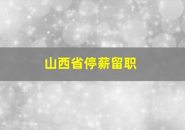 山西省停薪留职