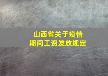 山西省关于疫情期间工资发放规定