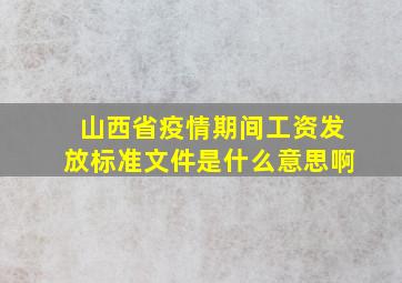 山西省疫情期间工资发放标准文件是什么意思啊