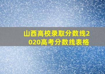 山西高校录取分数线2020高考分数线表格