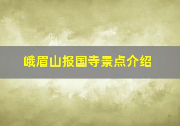 峨眉山报国寺景点介绍