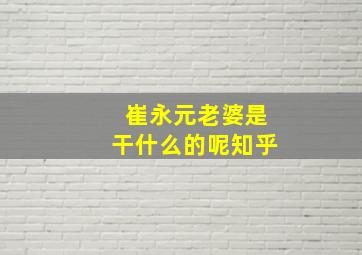 崔永元老婆是干什么的呢知乎