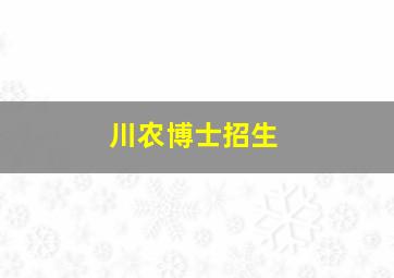 川农博士招生