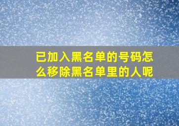 已加入黑名单的号码怎么移除黑名单里的人呢