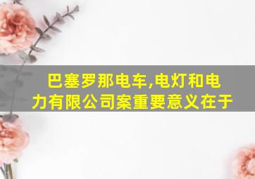 巴塞罗那电车,电灯和电力有限公司案重要意义在于