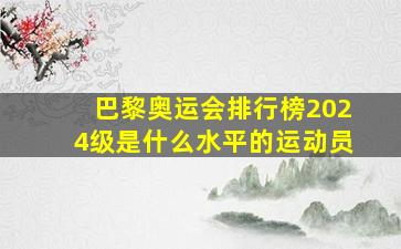 巴黎奥运会排行榜2024级是什么水平的运动员