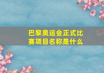 巴黎奥运会正式比赛项目名称是什么