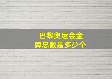 巴黎奥运会金牌总数是多少个