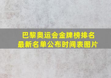 巴黎奥运会金牌榜排名最新名单公布时间表图片