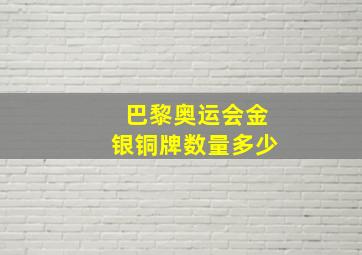 巴黎奥运会金银铜牌数量多少