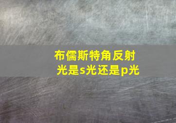 布儒斯特角反射光是s光还是p光