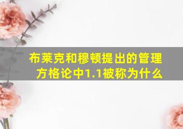 布莱克和穆顿提出的管理方格论中1.1被称为什么