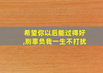 希望你以后能过得好,别辜负我一生不打扰