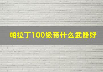 帕拉丁100级带什么武器好