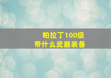 帕拉丁100级带什么武器装备