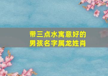 带三点水寓意好的男孩名字属龙姓肖