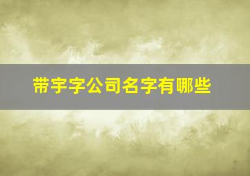 带宇字公司名字有哪些