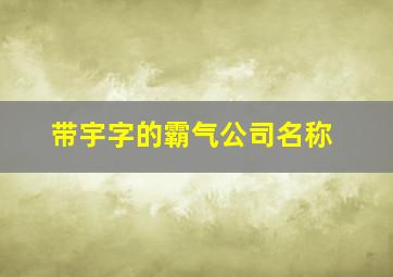 带宇字的霸气公司名称