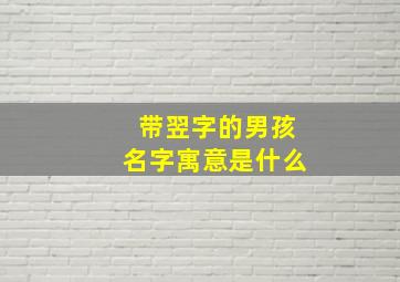 带翌字的男孩名字寓意是什么