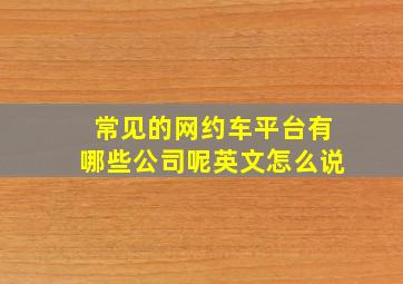 常见的网约车平台有哪些公司呢英文怎么说