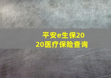 平安e生保2020医疗保险查询