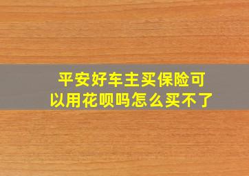 平安好车主买保险可以用花呗吗怎么买不了