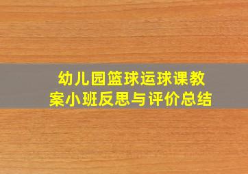 幼儿园篮球运球课教案小班反思与评价总结