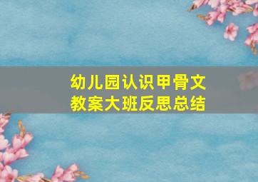 幼儿园认识甲骨文教案大班反思总结