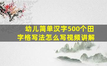 幼儿简单汉字500个田字格写法怎么写视频讲解