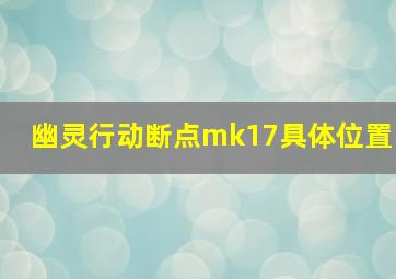 幽灵行动断点mk17具体位置