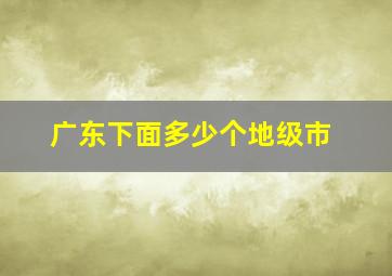 广东下面多少个地级市