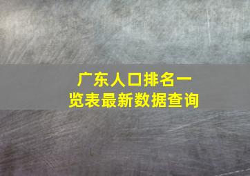 广东人口排名一览表最新数据查询