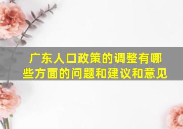 广东人口政策的调整有哪些方面的问题和建议和意见