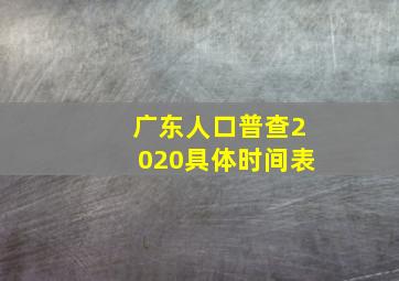 广东人口普查2020具体时间表