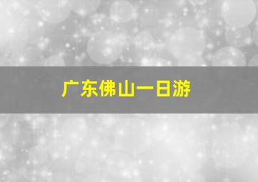 广东佛山一日游