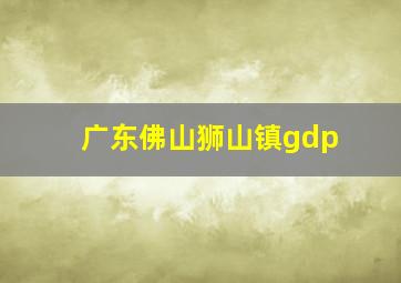 广东佛山狮山镇gdp