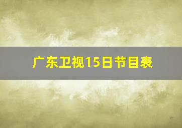 广东卫视15日节目表