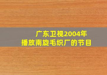 广东卫视2004年播放南旋毛织厂的节目