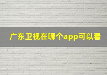 广东卫视在哪个app可以看