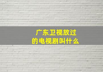 广东卫视放过的电视剧叫什么