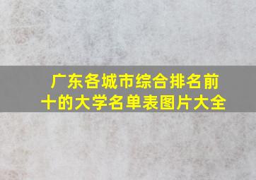 广东各城市综合排名前十的大学名单表图片大全