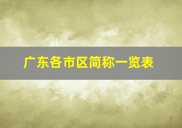 广东各市区简称一览表