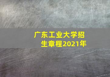 广东工业大学招生章程2021年