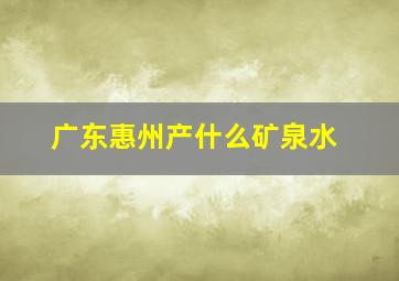 广东惠州产什么矿泉水