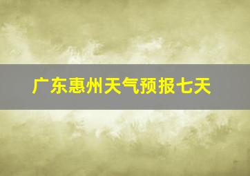 广东惠州天气预报七天