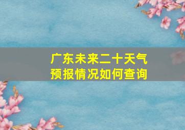 广东未来二十天气预报情况如何查询