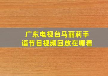 广东电视台马丽莉手语节目视频回放在哪看