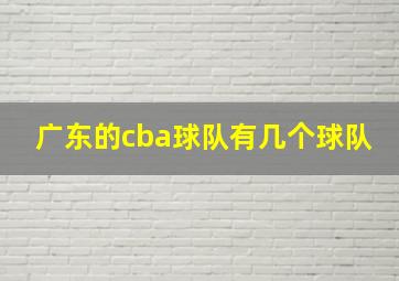 广东的cba球队有几个球队